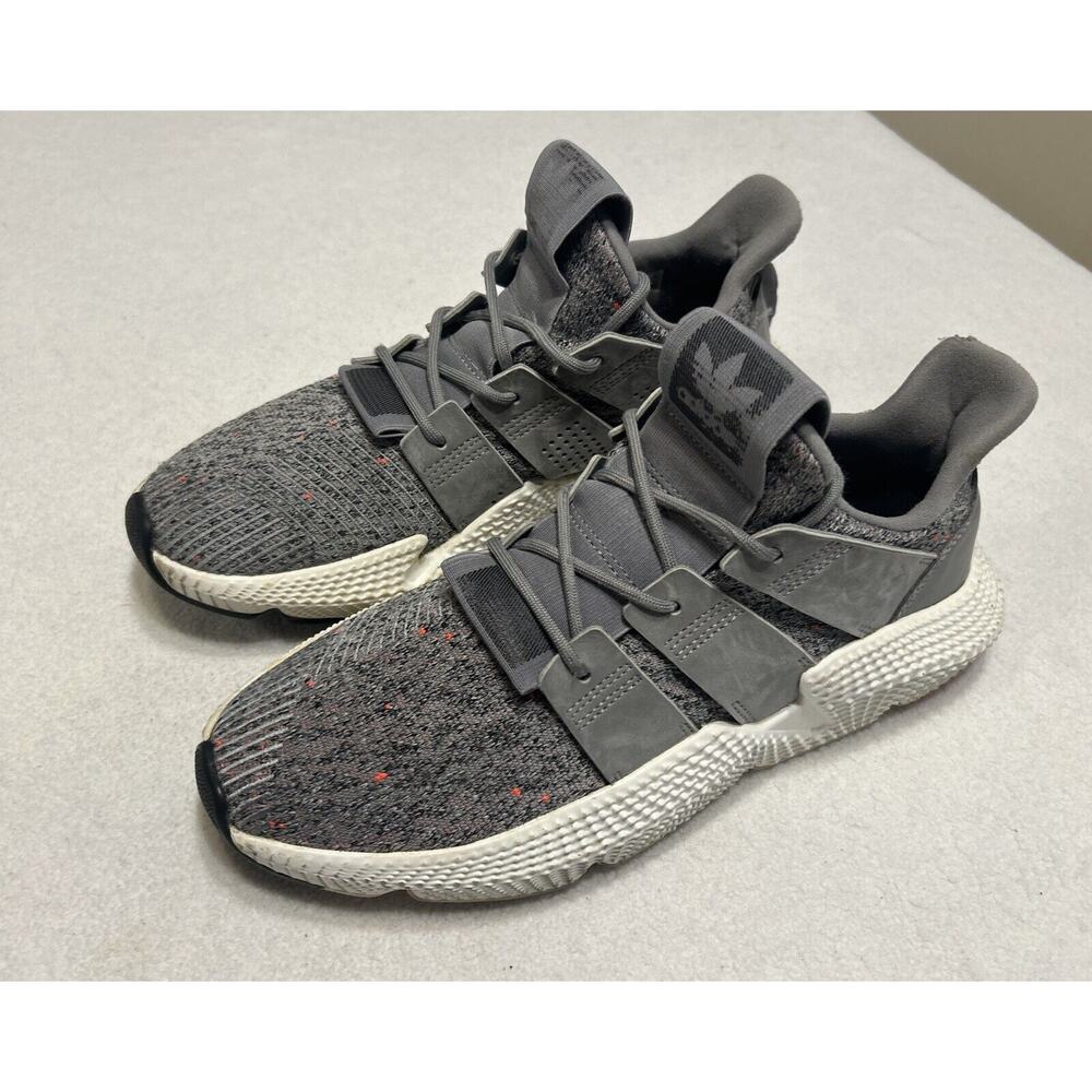 Adidas Prophere Men's Sneakers Sz 9.5 Gray Solar Red White Running Shoes CQ3023 - Picture 1 of 12